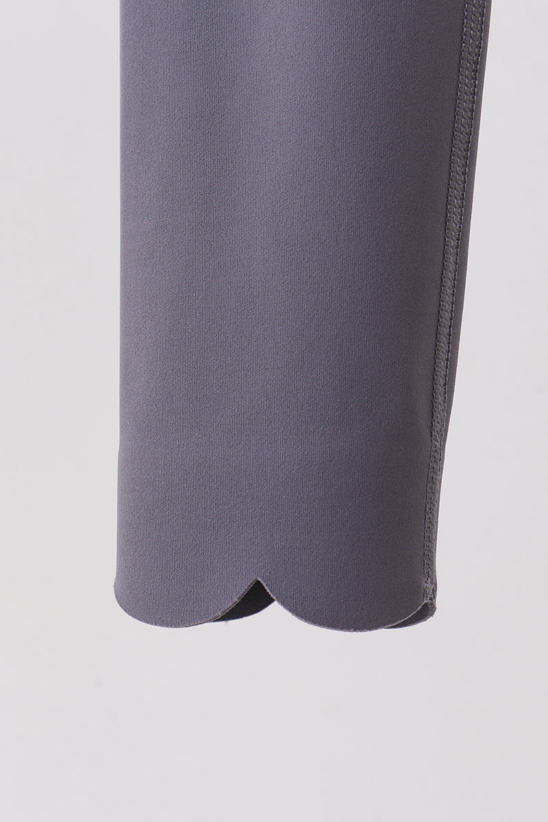 Gray Scalloped Yoga Active Leggings - Aaria Tees Aaria Tees