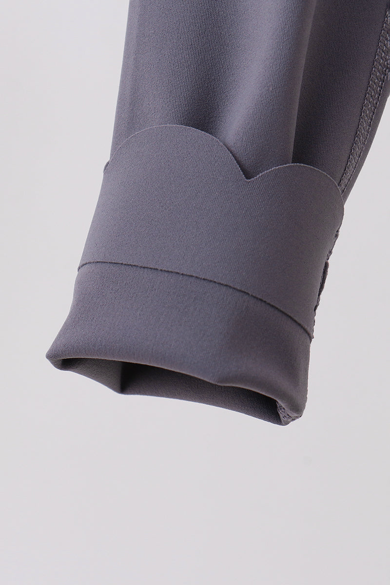 Gray Scalloped Yoga Active Leggings - Aaria Tees Aaria Tees