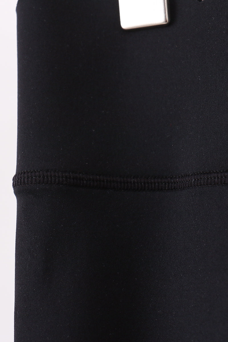 Black Scalloped Mom Yoga Active Leggings - Aaria Tees Aaria Tees