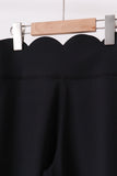 Black Scalloped Mom Yoga Active Leggings - Aaria Tees Aaria Tees