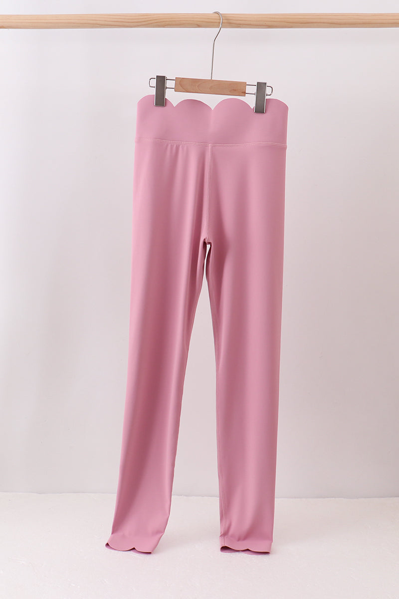 Lilac Scalloped Mom Yoga Active Leggings - Aaria Tees