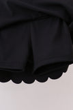 Black Scalloped Yoga Skorts Set - Aaria Tees Aaria Tees