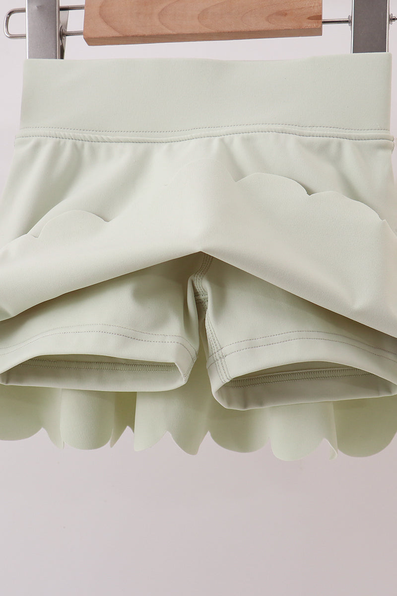Green Scalloped Yoga Skorts Set - Aaria Tees Aaria Tees