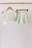 Green Scalloped Yoga Skorts Set - Aaria Tees Aaria Tees