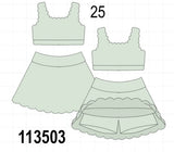 Green Scalloped Yoga Skorts Set Aaria Tees