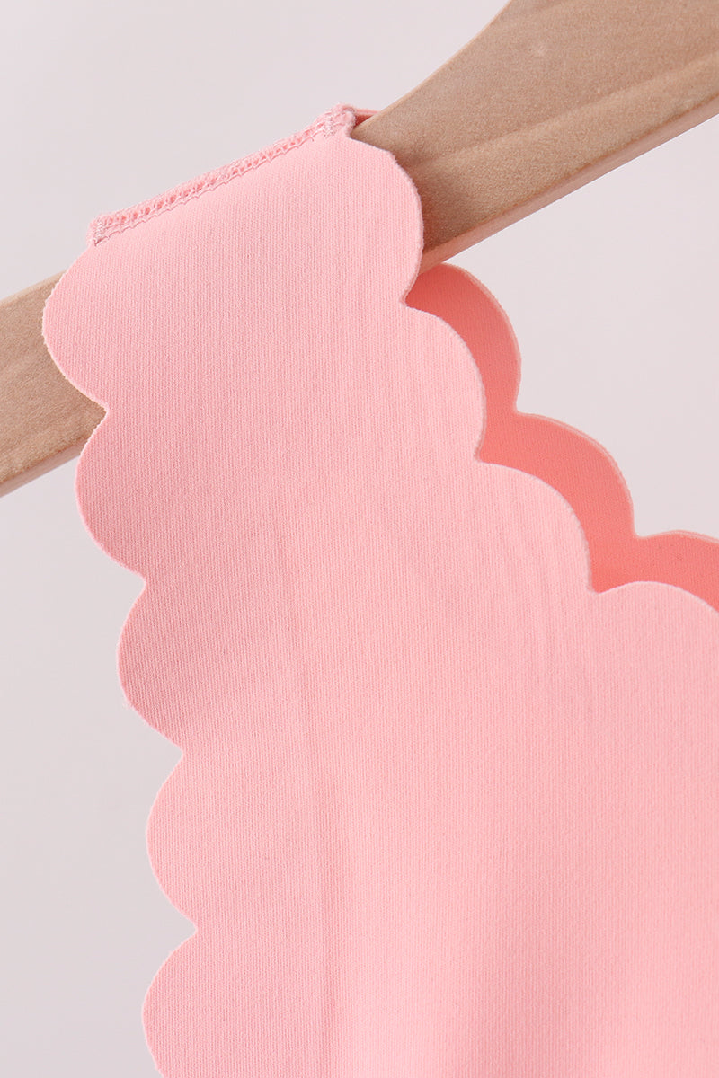 Pink Scalloped Yoga Skorts Set - Aaria Tees Aaria Tees