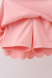 Pink Scalloped Yoga Skorts Set - Aaria Tees Aaria Tees
