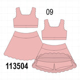 Pink Scalloped Yoga Skorts Set Aaria Tees