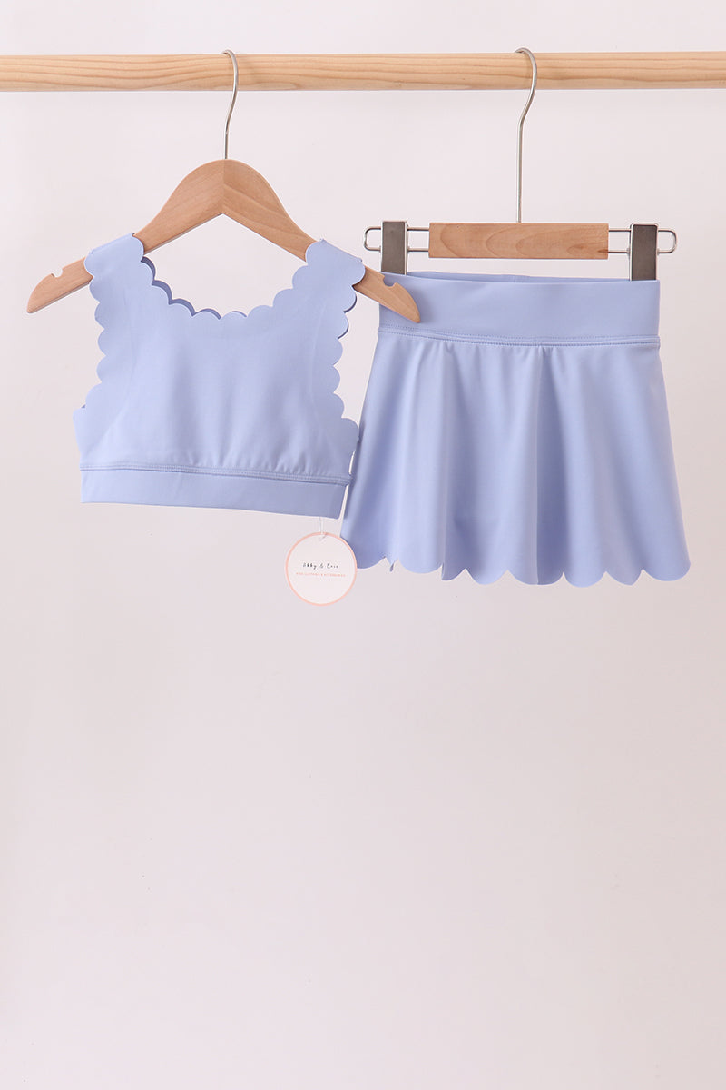 Violet Scalloped Yoga Skorts Set - Aaria Tees