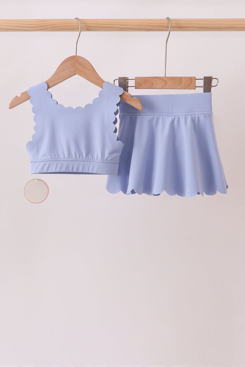 Violet Scalloped Yoga Skorts Set - Aaria Tees Aaria Tees