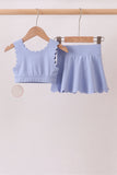 Violet Scalloped Yoga Skorts Set - Aaria Tees Aaria Tees