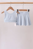 Blue Scalloped Yoga Skorts Set - Aaria Tees Aaria Tees
