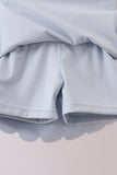 Blue Scalloped Yoga Skorts Set - Aaria Tees Aaria Tees