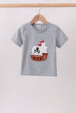Gray Ship Applique Top - Aaria Tees Aaria Tees