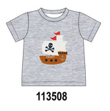 Gray Ship Applique Top Aaria Tees