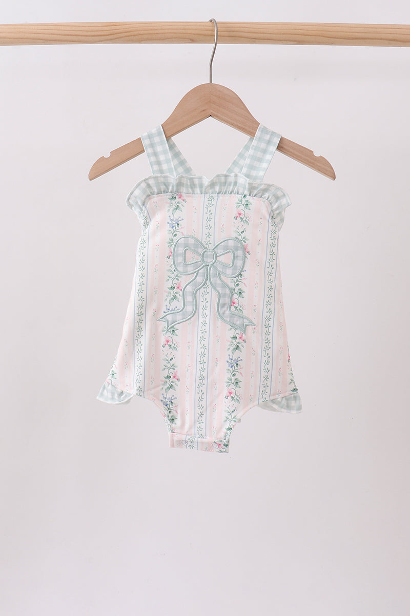 Bow Floral Applique Knit Bubble - Aaria Tees