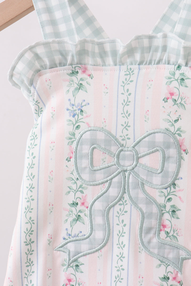 Bow Floral Applique Knit Bubble - Aaria Tees Aaria Tees