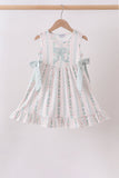 Bow Floral Applique Knit Dress - Aaria Tees Aaria Tees