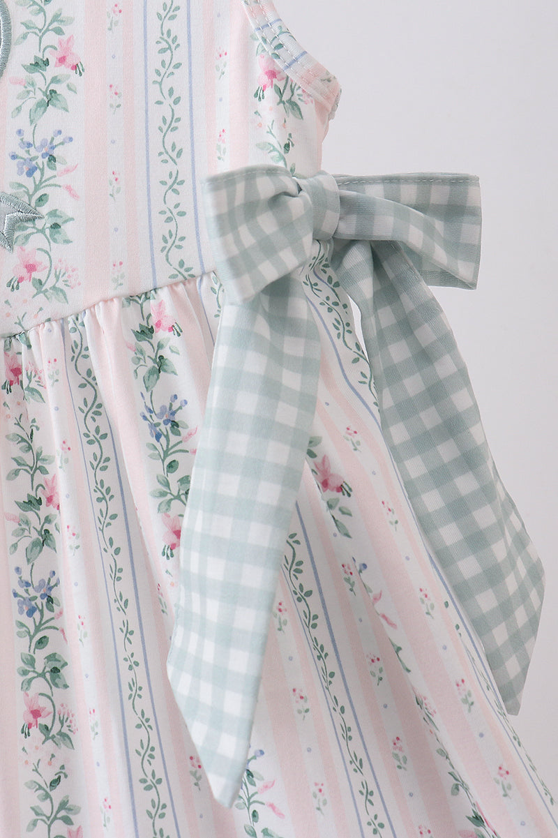Bow Floral Applique Knit Dress - Aaria Tees Aaria Tees