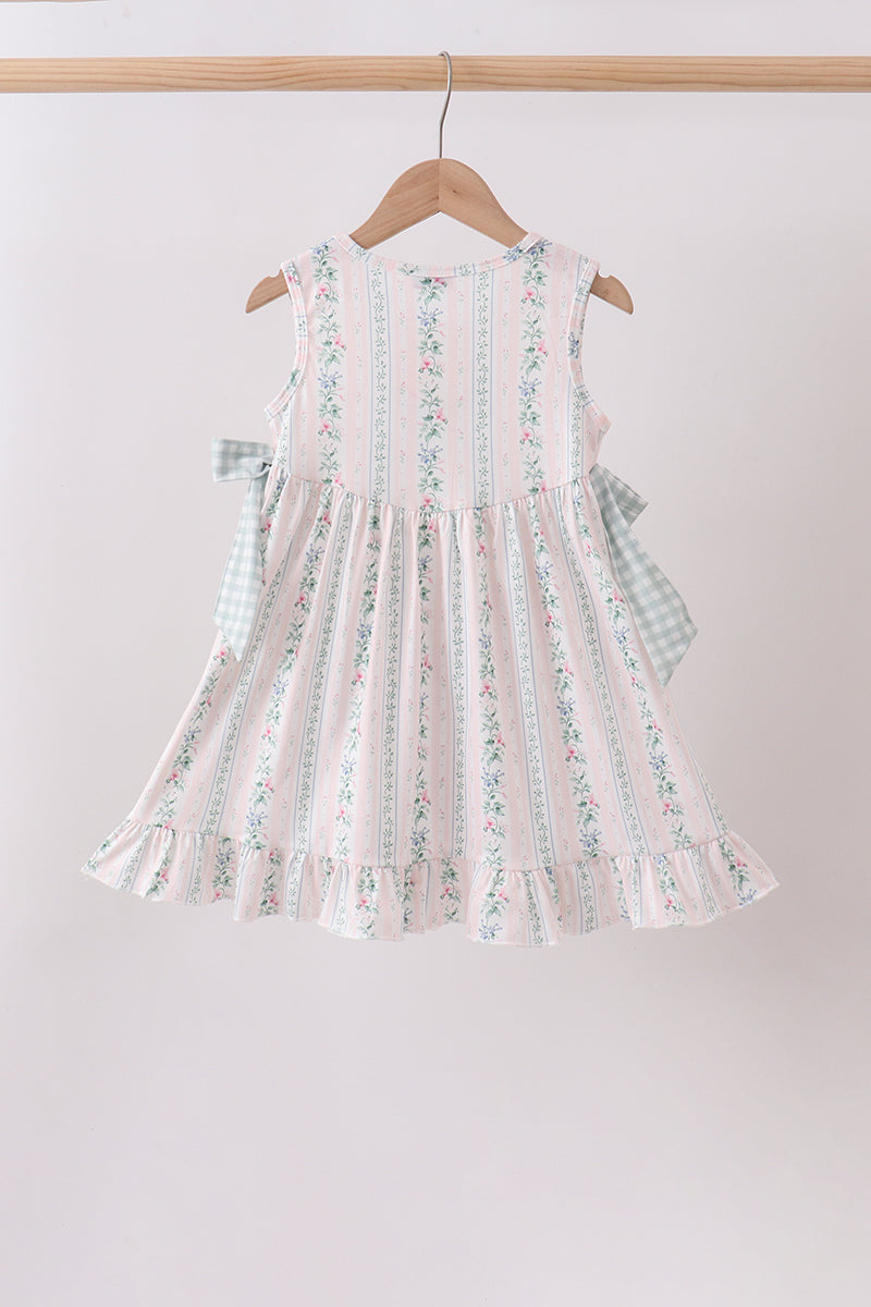 Bow Floral Applique Knit Dress - Aaria Tees Aaria Tees