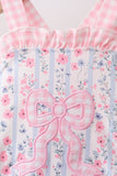 Pink Floral Bow Applique Bow Bubble Aaria Tees