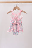 Pink Floral Bow Applique Bow Bubble Aaria Tees