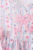 Pink Floral Applique Bow Bloomer Set Aaria Tees