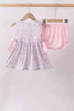 Pink Floral Applique Bow Bloomer Set Aaria Tees
