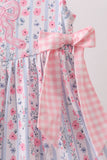 Pink Floral Bow Applique Bow Dress Aaria Tees