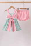 Pink Bow Floral Knit Bloomer Set - Aaria Tees Aaria Tees