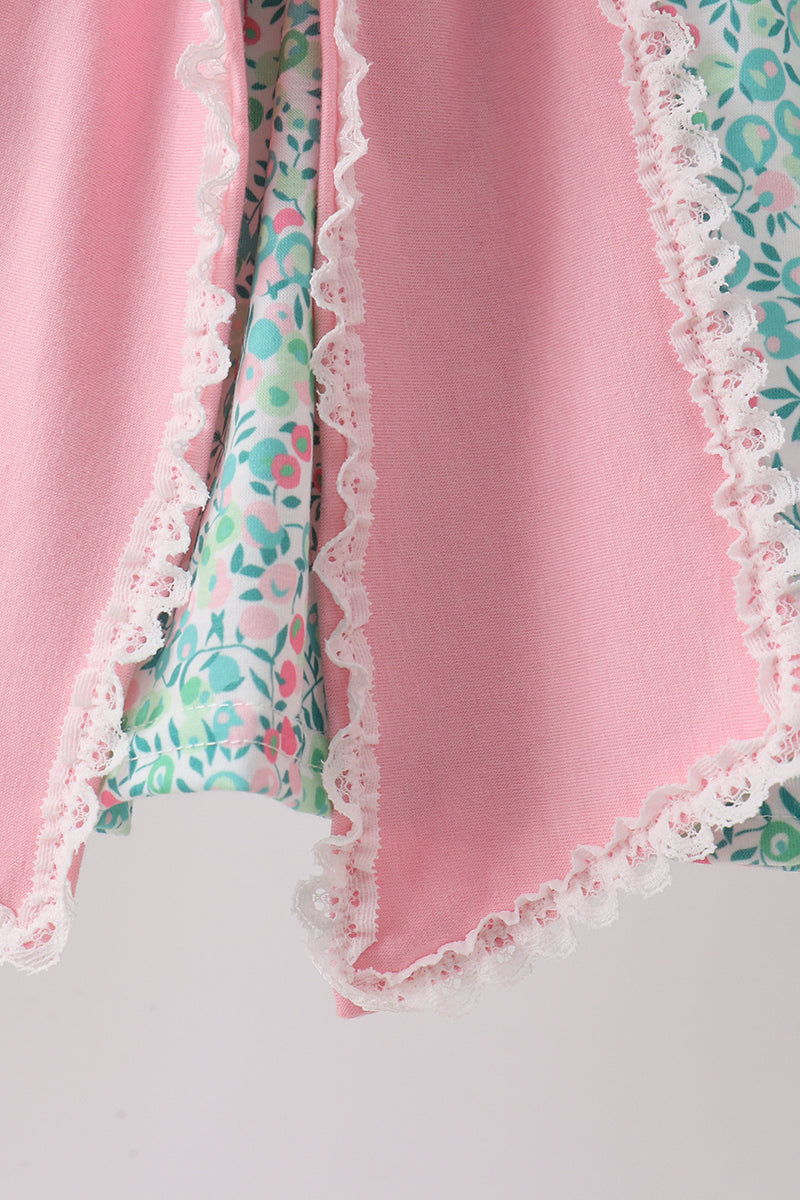 Pink Bow Floral Knit Bloomer Set - Aaria Tees Aaria Tees