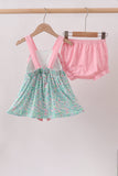 Pink Bow Floral Knit Bloomer Set - Aaria Tees Aaria Tees