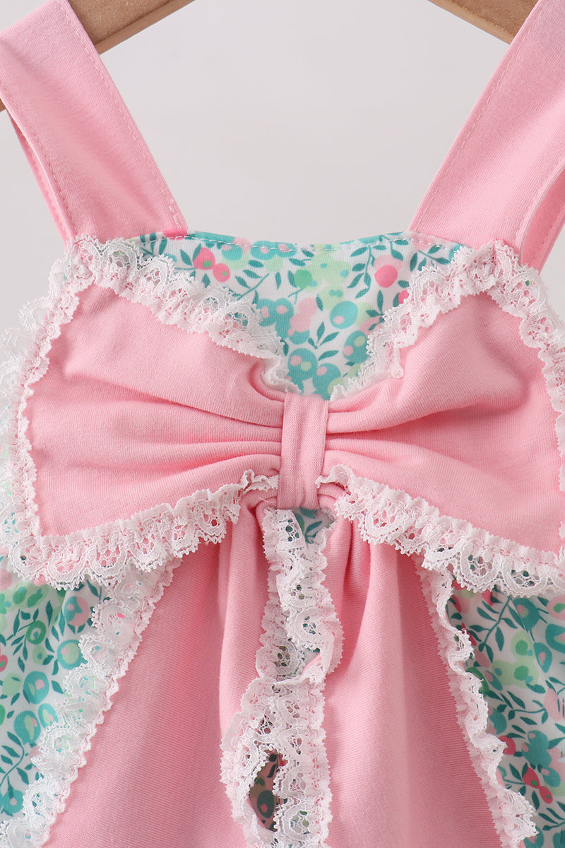 Pink Bow Floral Knit Bubble - Aaria Tees Aaria Tees