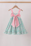 Pink Bow Floral Knit Dress - Aaria Tees Aaria Tees