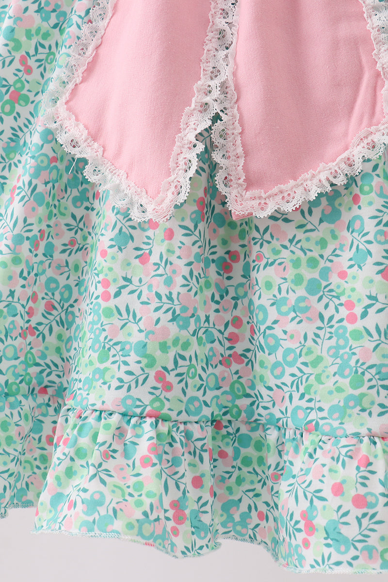 Pink Bow Floral Knit Dress - Aaria Tees Aaria Tees