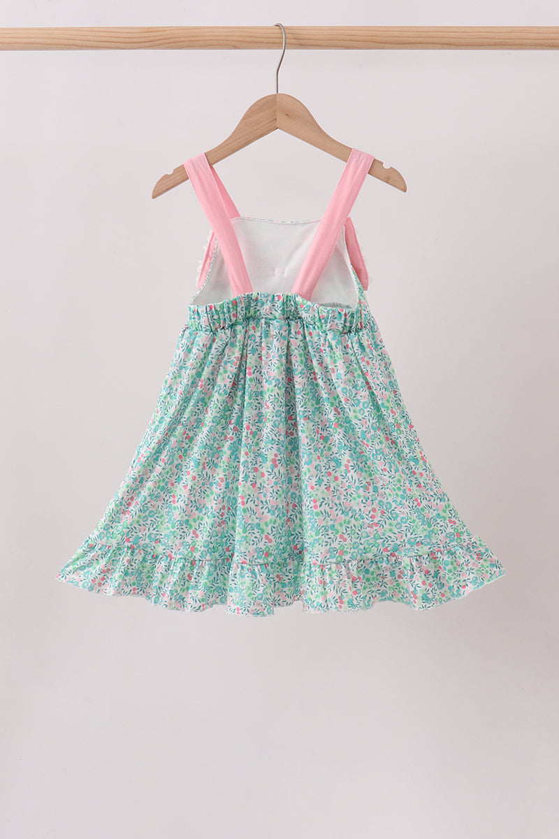 Pink Bow Floral Knit Dress - Aaria Tees Aaria Tees