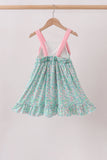 Pink Bow Floral Knit Dress - Aaria Tees Aaria Tees