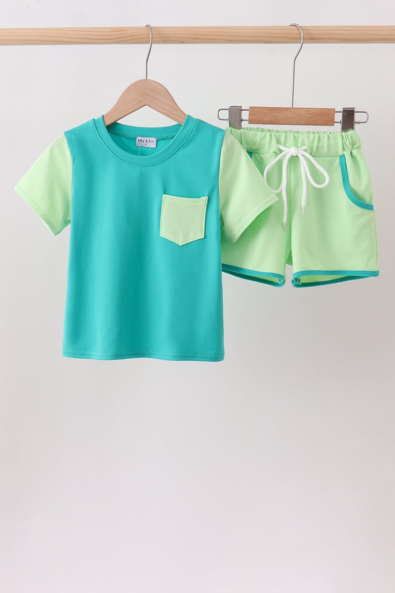Blue Colorblock Knit Set - Aaria Tees