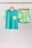 Blue Colorblock Knit Set - Aaria Tees Aaria Tees