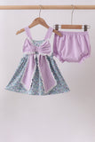 Purple floral print bow bloomer set - Aaria Tees Aaria Tees