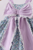 Purple floral print bow bloomer set - Aaria Tees Aaria Tees