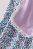 Purple floral print bow ruffle dress - Aaria Tees Aaria Tees