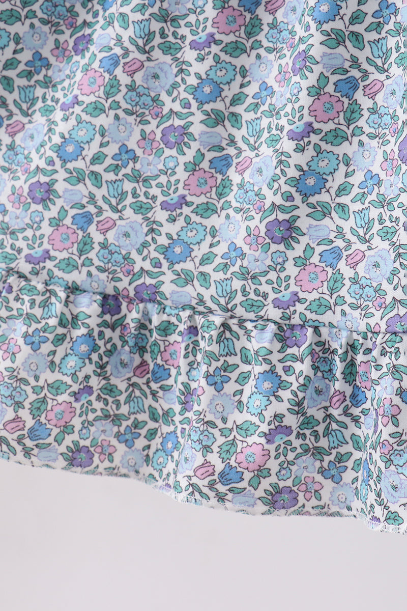 Purple floral print bow ruffle dress - Aaria Tees Aaria Tees