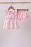 Pink Sailboat Embroidered Knit Bloomer Set - Aaria Tees Aaria Tees