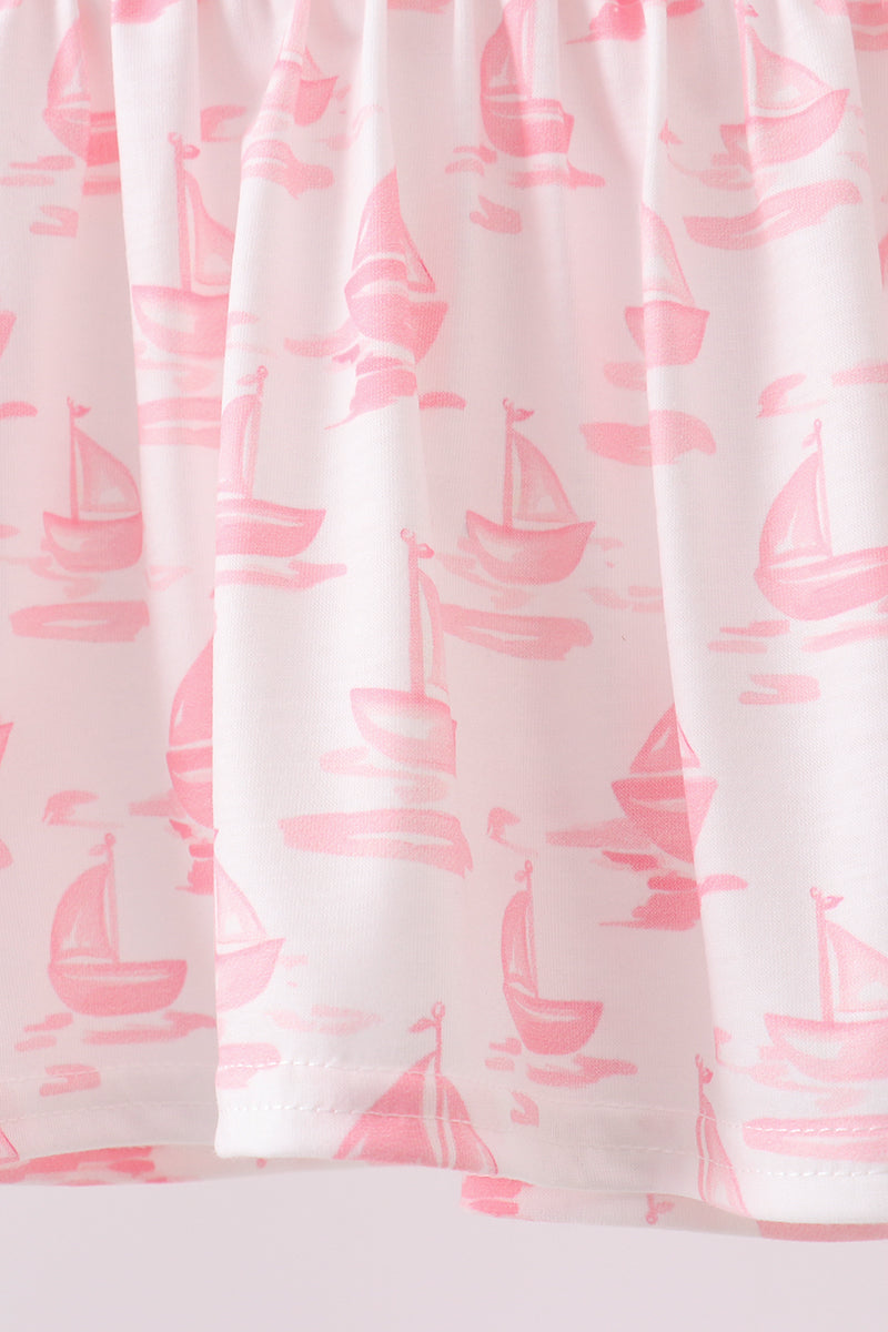 Pink Sailboat Embroidered Knit Bloomer Set - Aaria Tees Aaria Tees