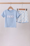 Blue Sailboat Embroidered Knit Set - Aaria Tees Aaria Tees