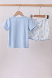 Blue Sailboat Embroidered Knit Set - Aaria Tees Aaria Tees