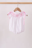 Pink Bow Smocked Swiss Dot Bubble - Aaria Tees Aaria Tees