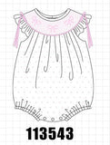 Pink Bow Smocked Swiss Dot Bubble Aaria Tees