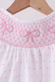 Pink Bow Smocked Swiss Dot Shorts Set - Aaria Tees Aaria Tees